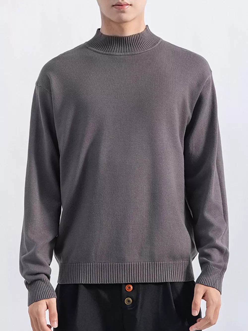 Men's Plus Size Minimalist Mock Neck Sweater, image 13
