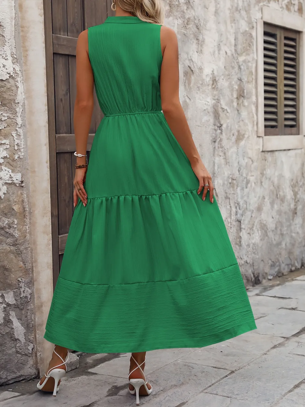 Notched Sleeveless Maxi Tank Dress, image 17