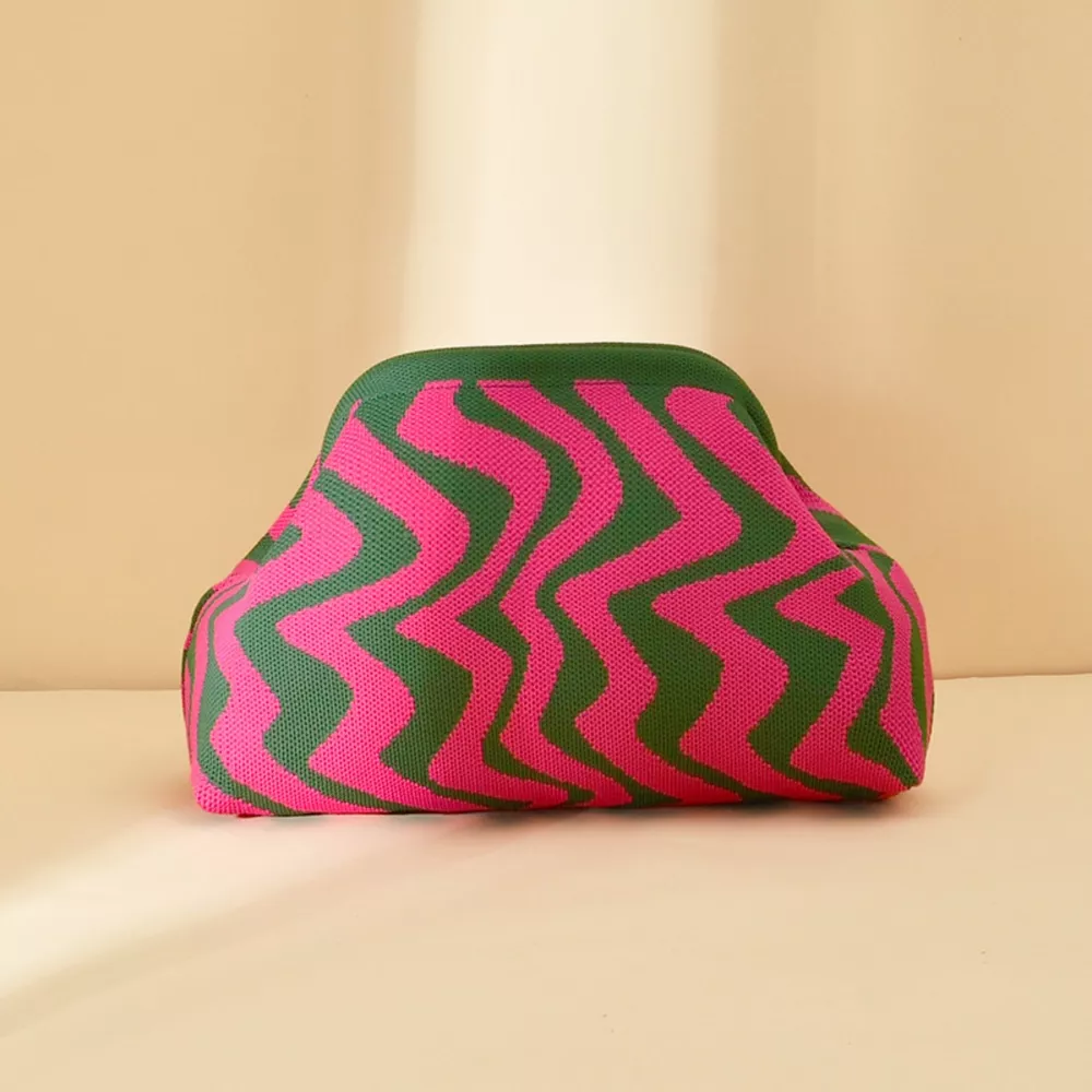 Portable Contrast Knit Clutch, image 19