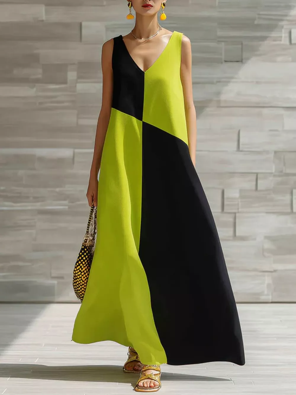 Color Block Sleeveless Maxi Dress, image 6