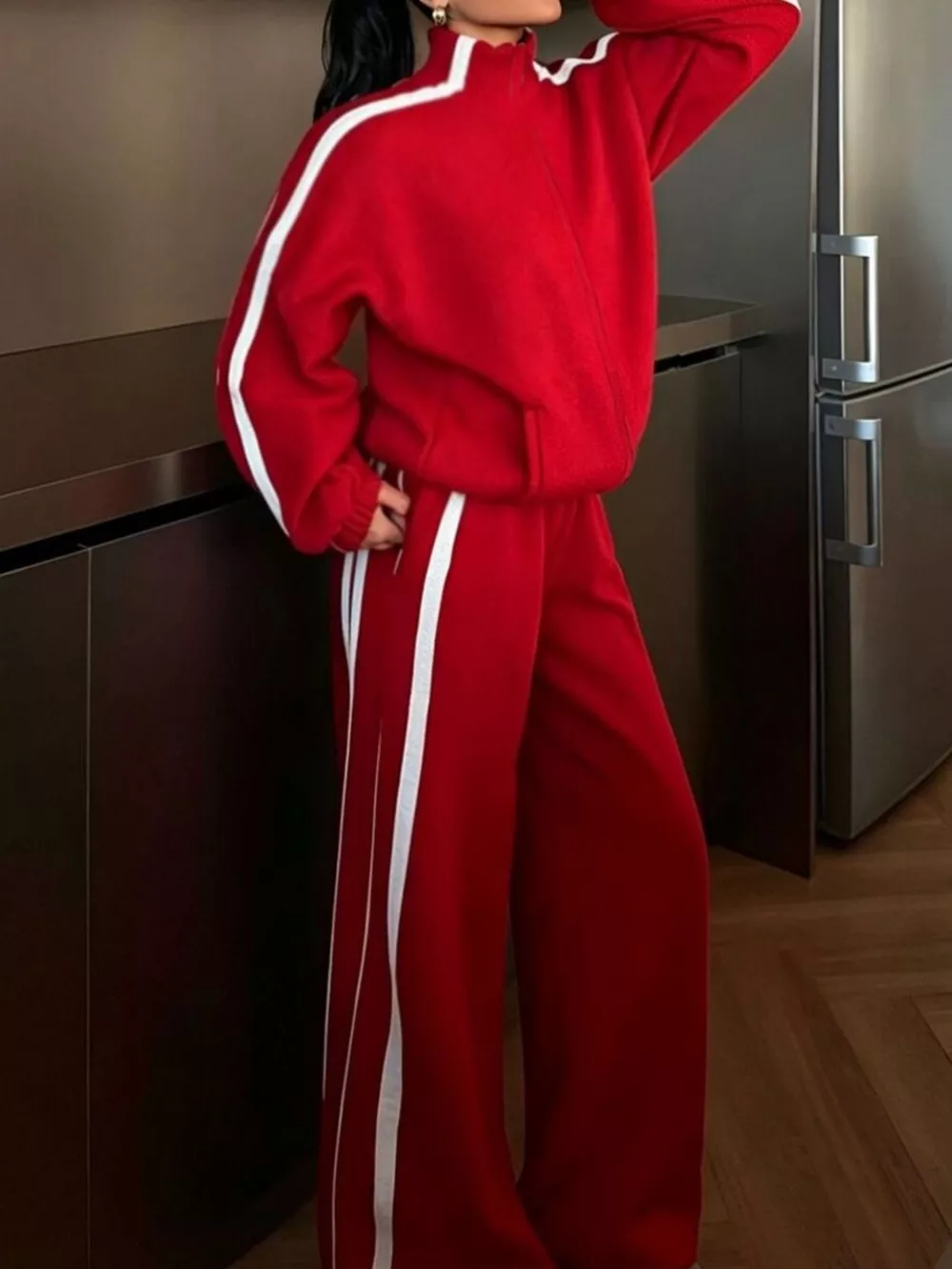 Side Stripes Zip Up Top and Pants Set, image 4