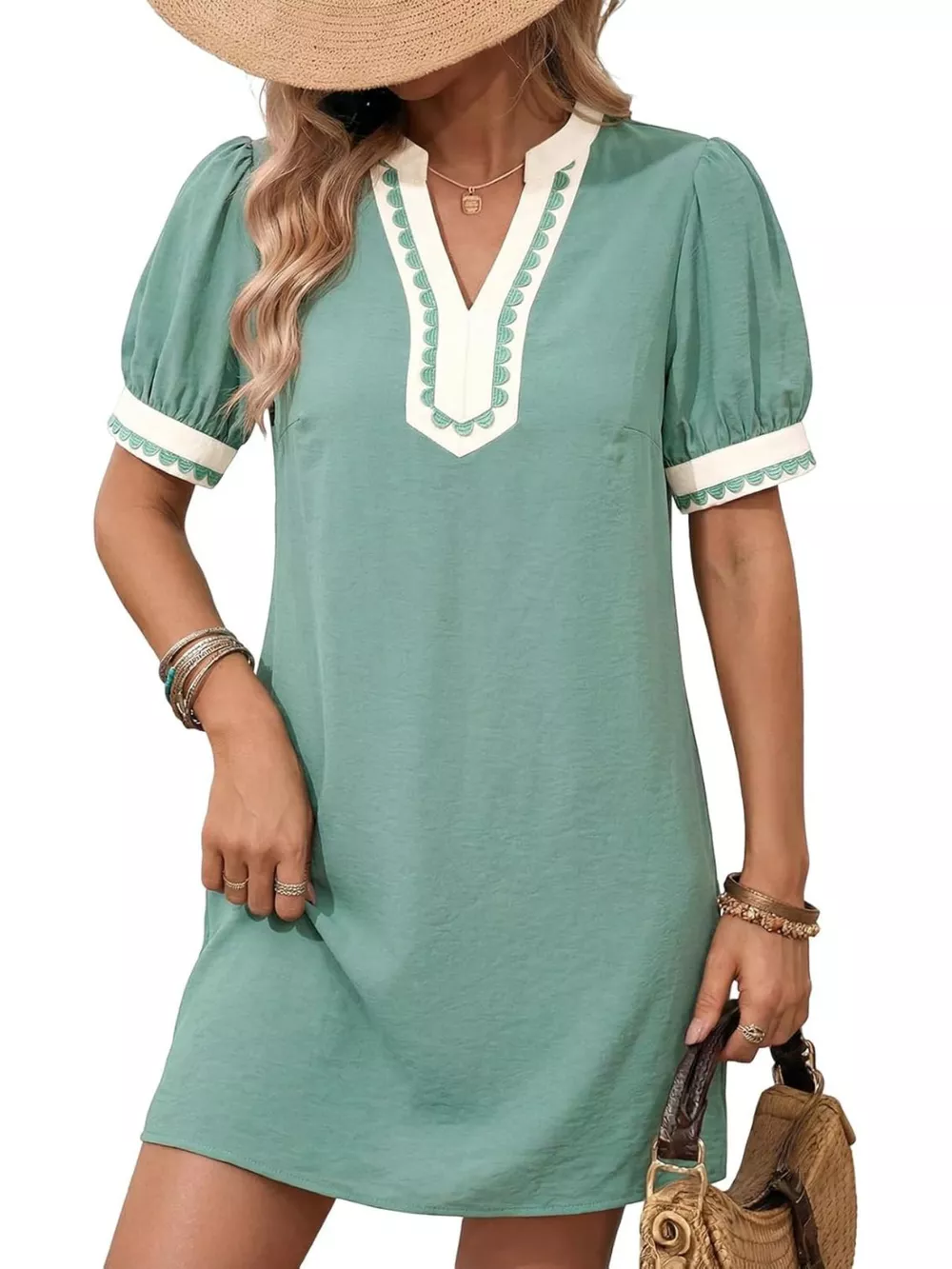 Notched Puff Sleeve Mini Dress, image 15