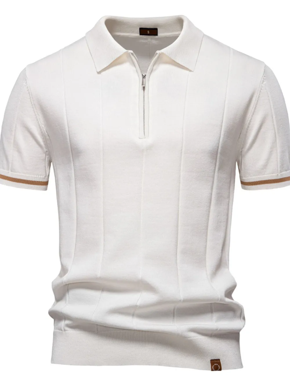 Men's Classic Zip-Neck Knitted Polo Shirt, image 2