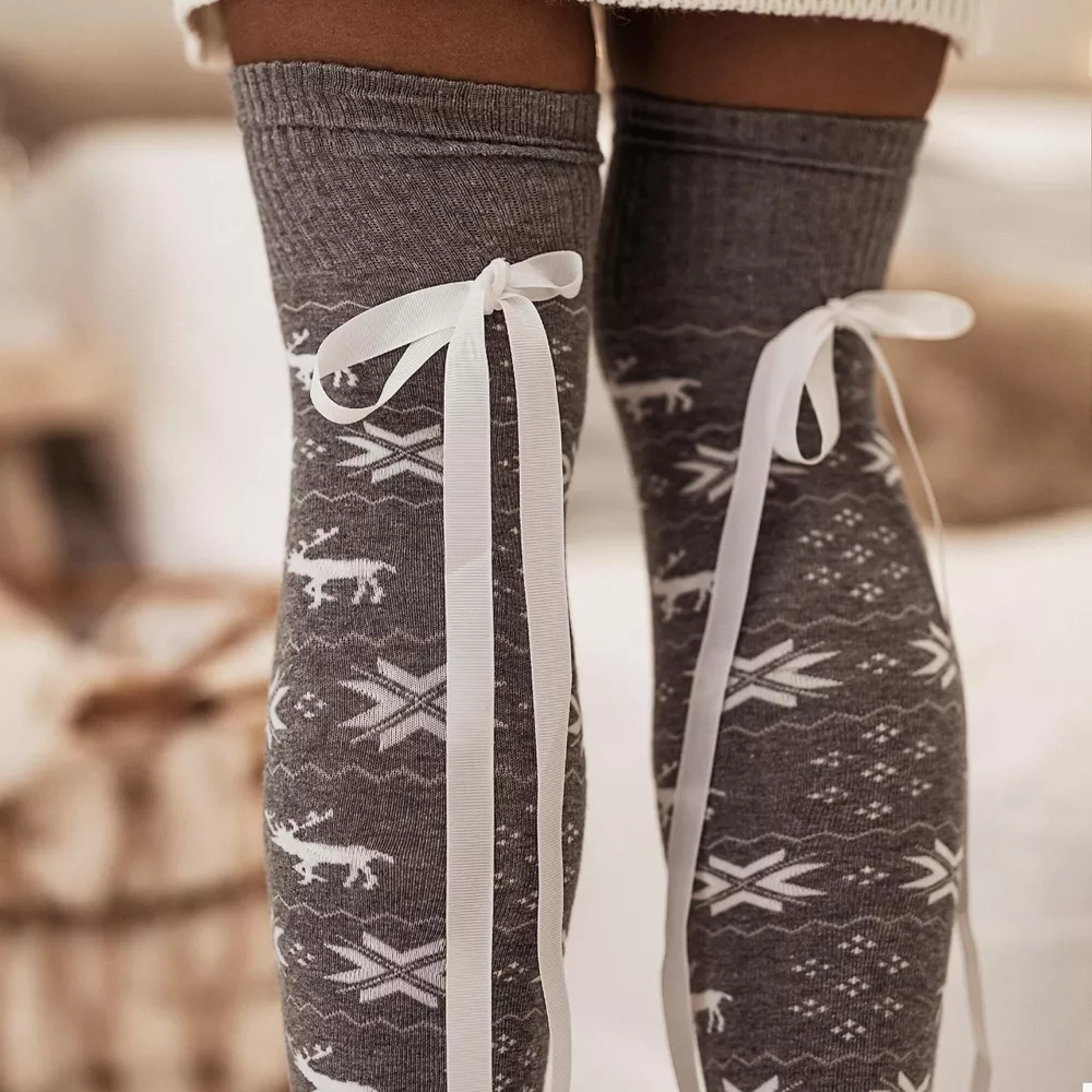 Christmas Bow Knee-High Socks, image 9