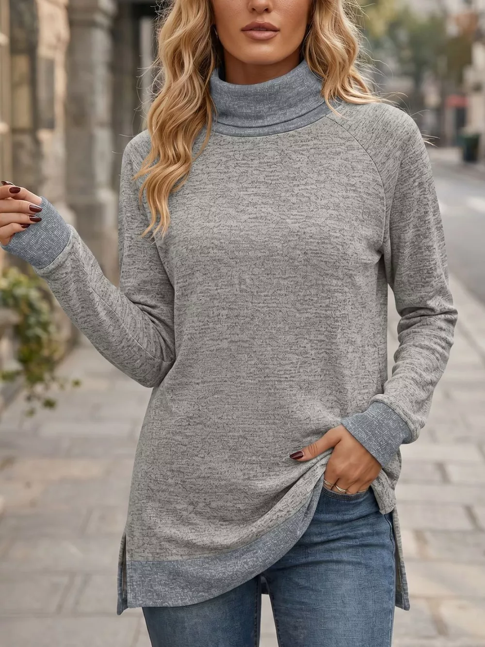 Turtleneck Raglan Sleeve T-Shirt, image 20
