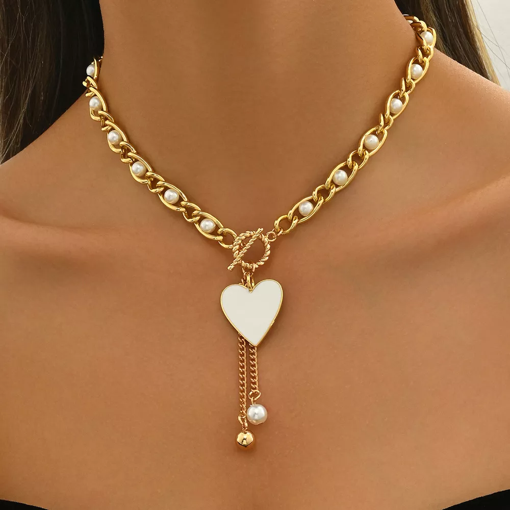 18K Gold-Plated Pearl Heart Necklace, image 5