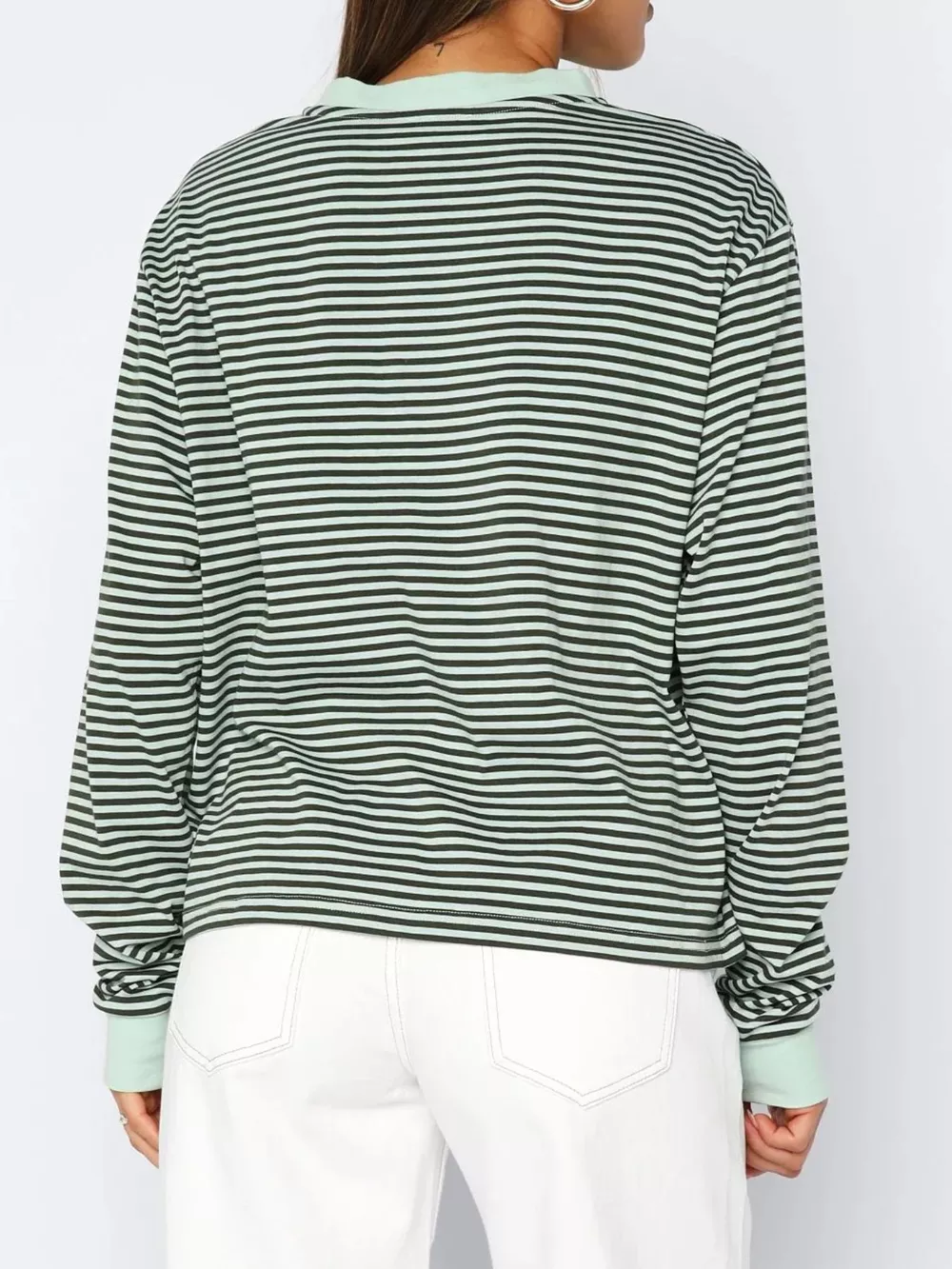 Striped Oversized Round Neck Sweatshirt, image 13