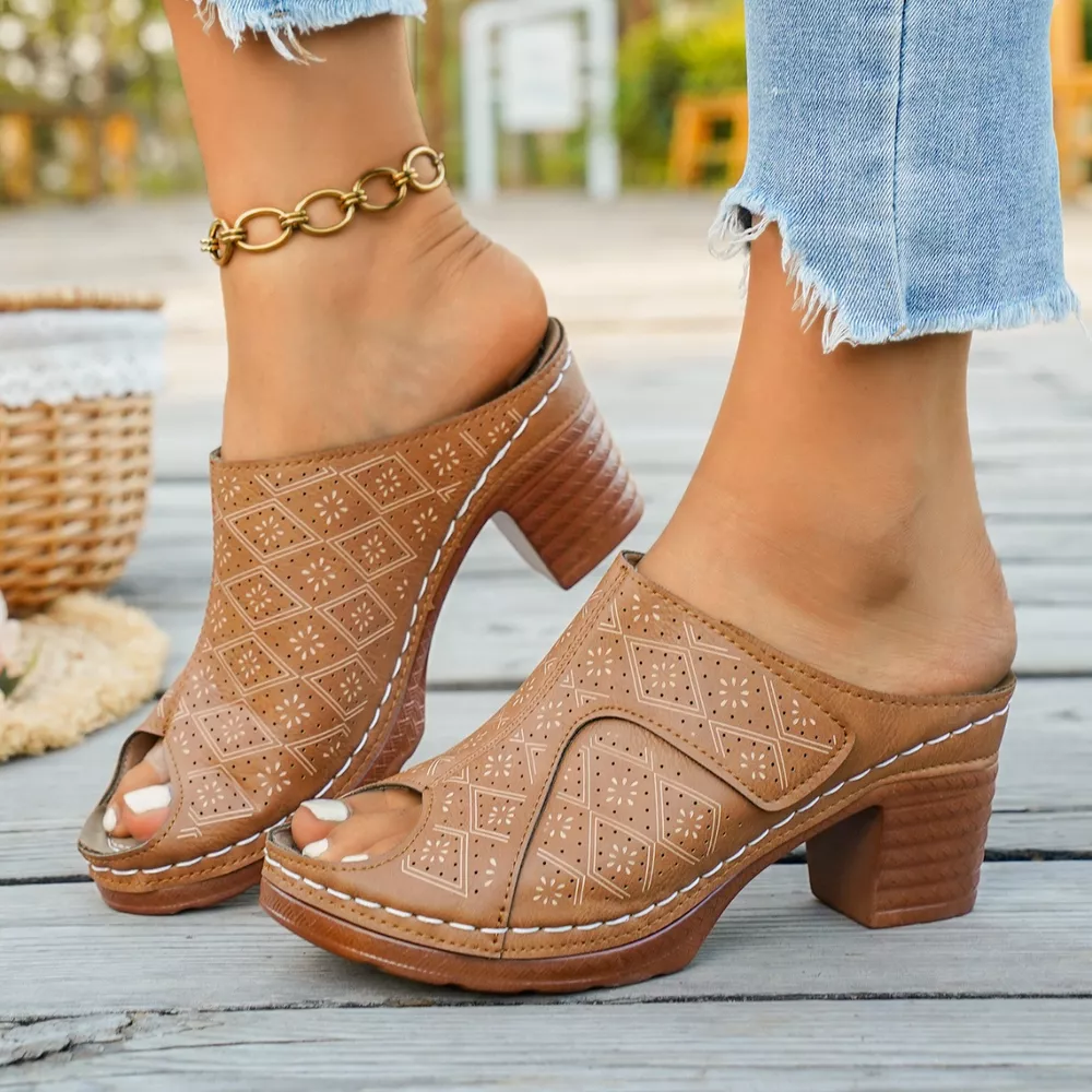 Peep Toe Block Heel Sandals, image 13