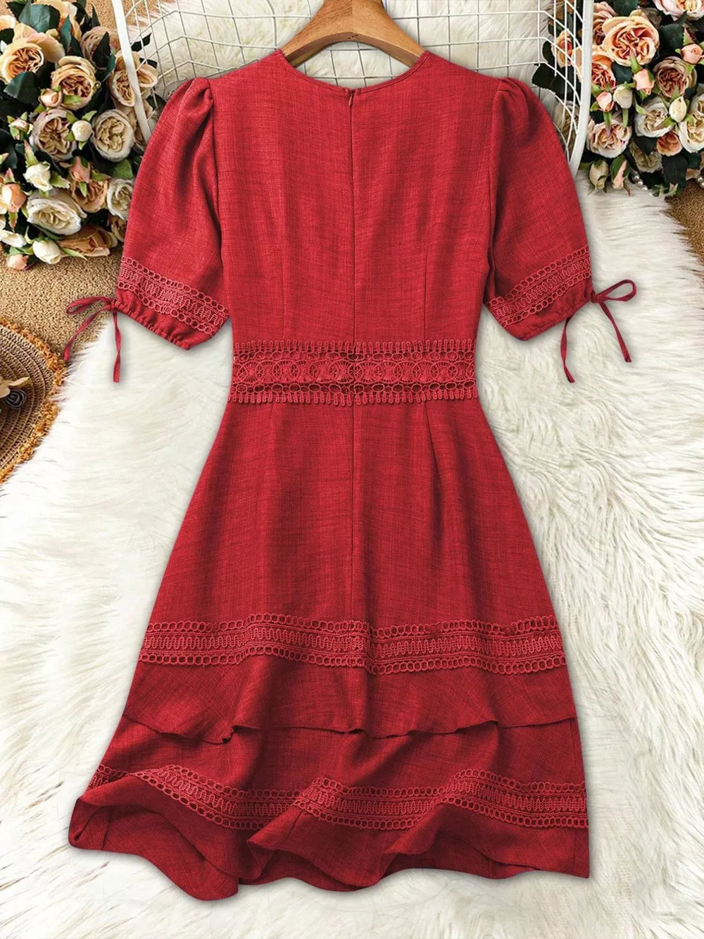 Lace Detail V-Neck Mini Dress, image 17