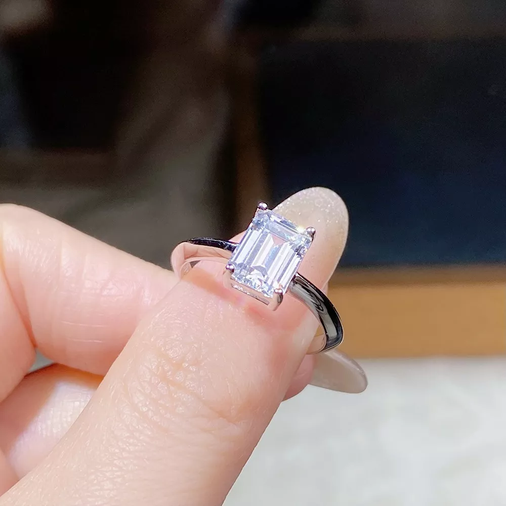 2 Carat 925 Sterling Silver Moissanite Geometric Ring, image 4
