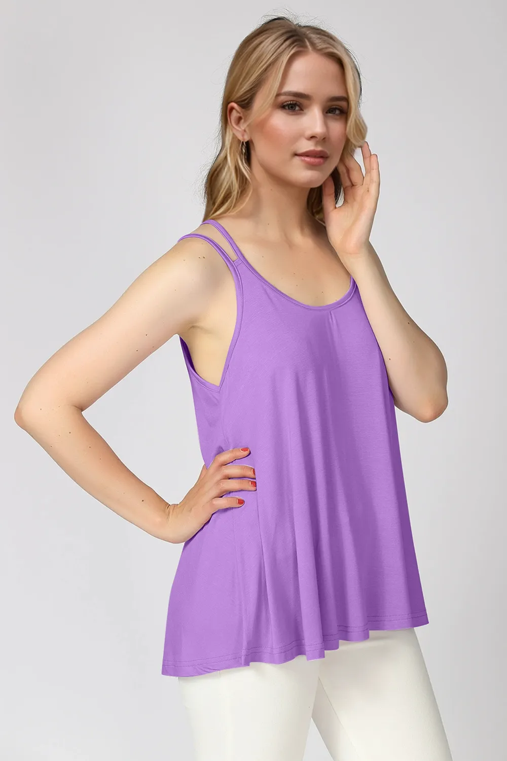 Bamboo Scoop Neck Double Spaghetti Straps Cami, image 24