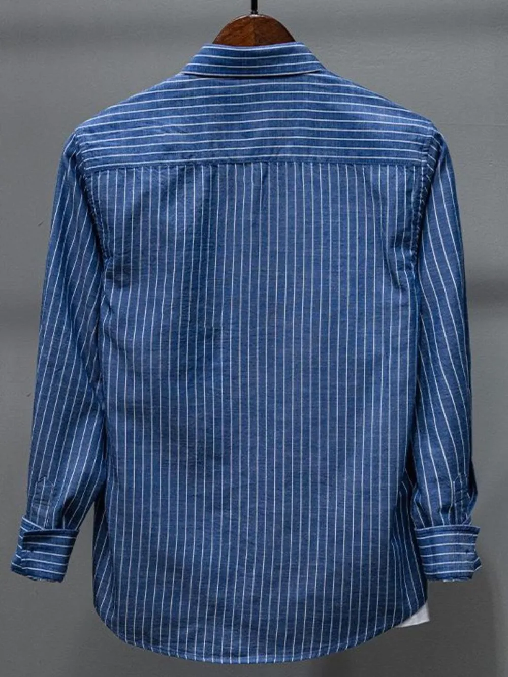 Men's Plus Size Striped Button Up Long Sleeve Shirt, image 2