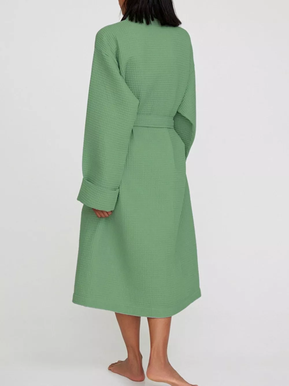 Waffle Knit Tie Waist Lounge Nightgown, image 5