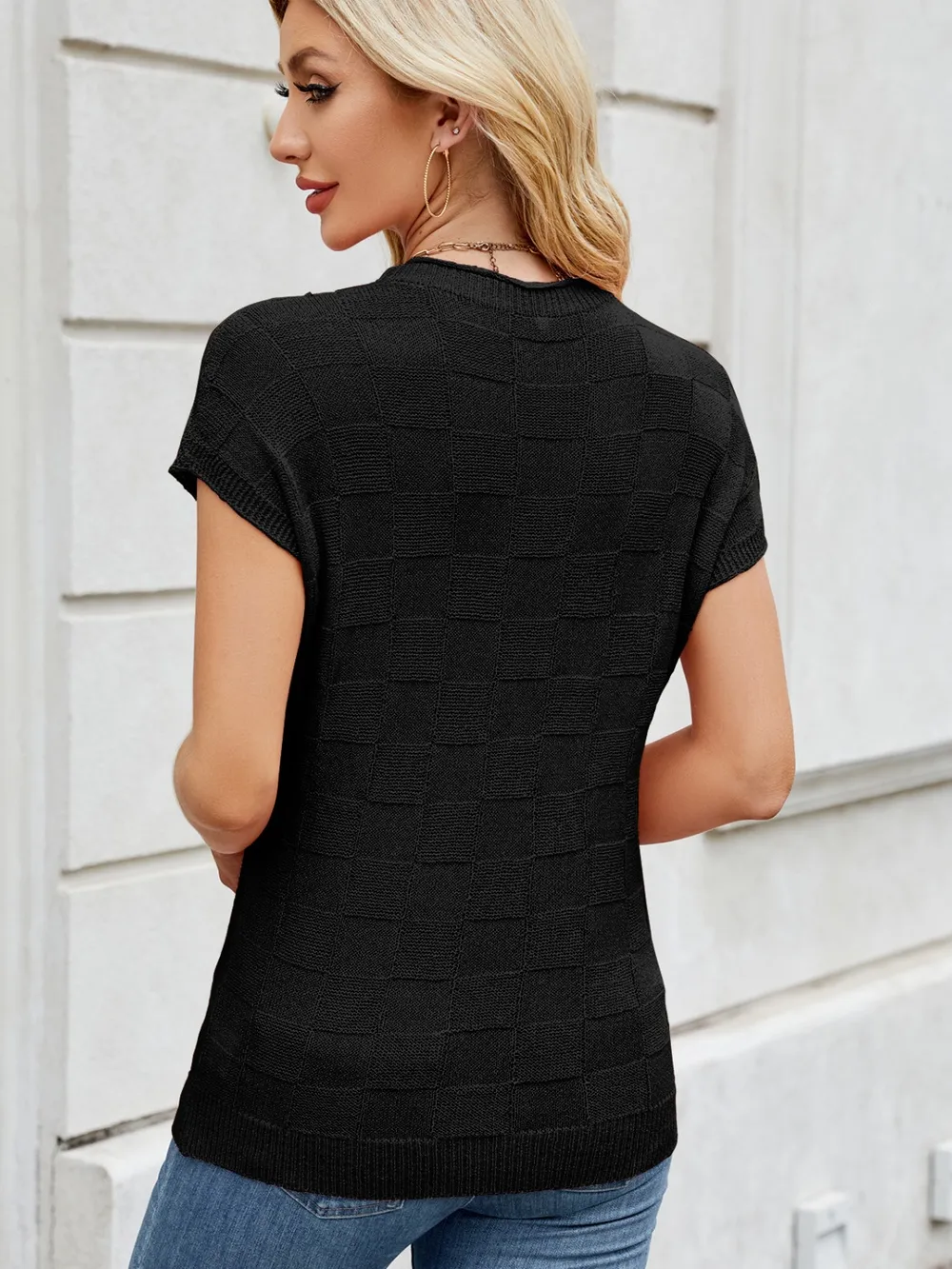 Round Neck Short Sleeve Knit Top, image 15