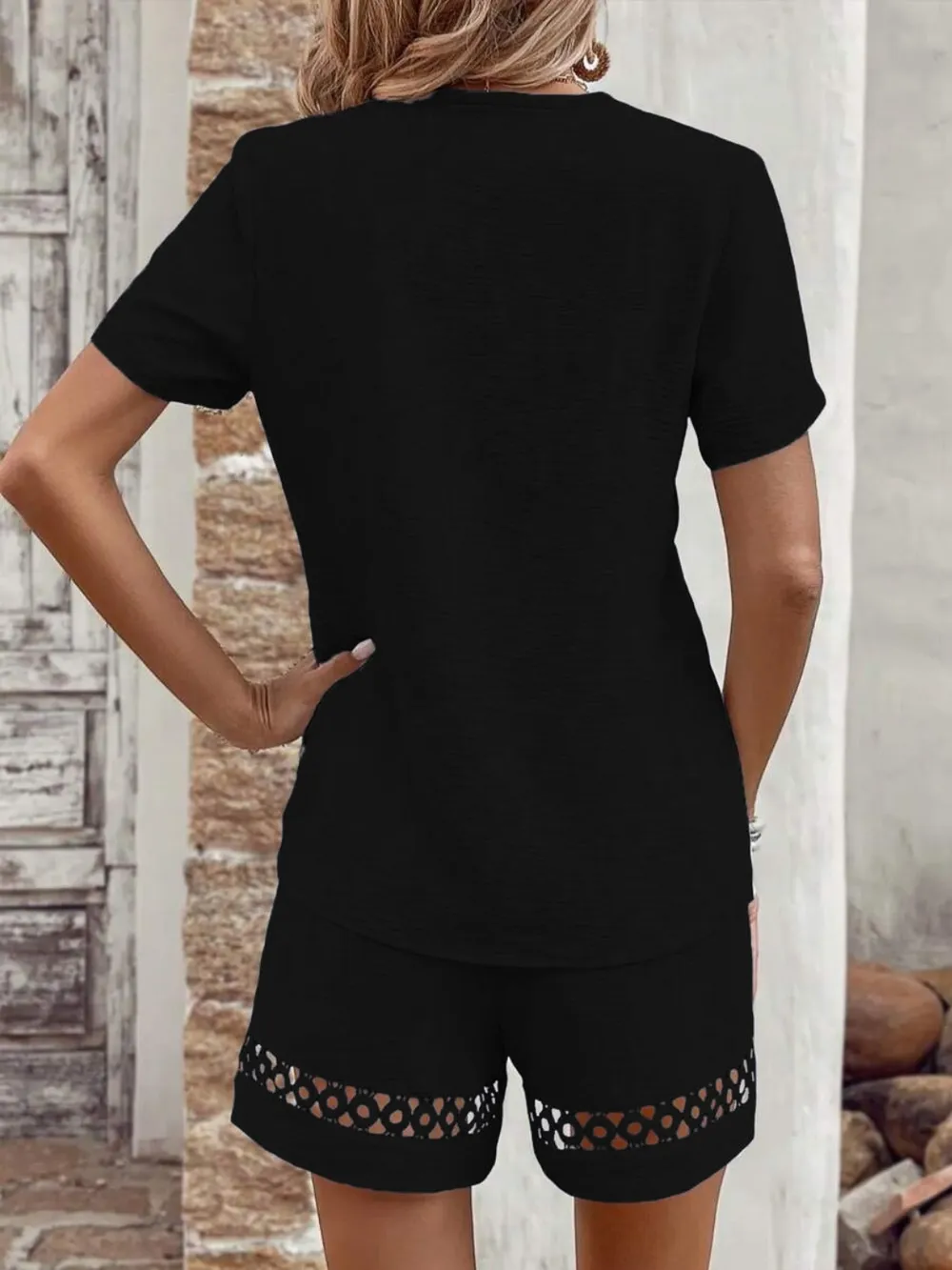 V Neck Short Sleeve Top and Shorts Set, image 13