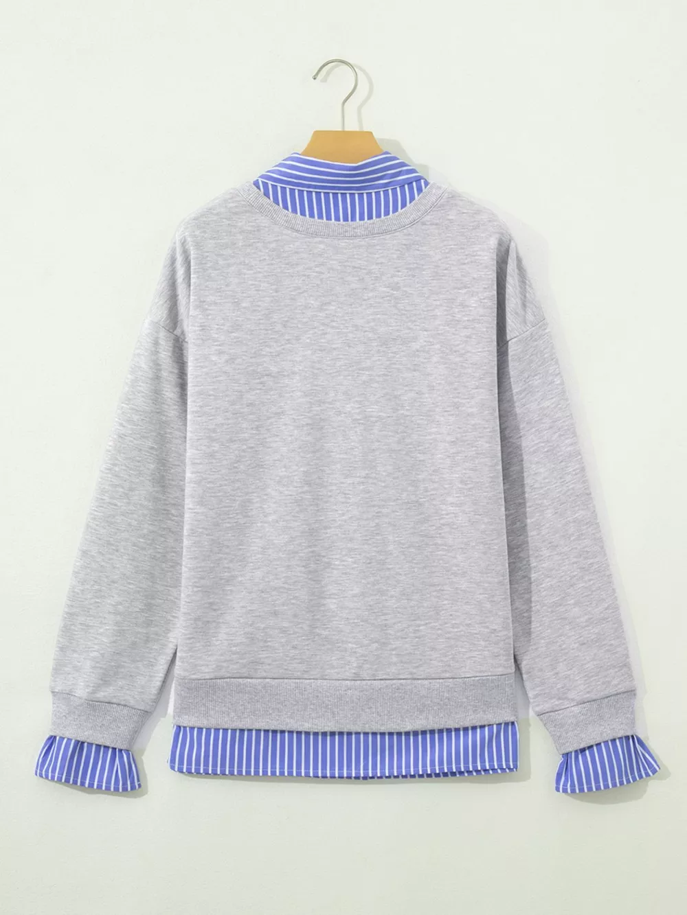 Striped Collar 2-in-1 Patchwork Casual Loose Sweatshirt, image 8