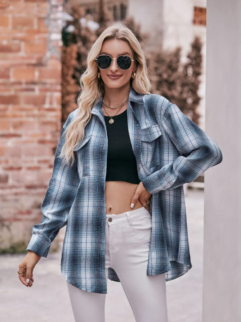 Plaid Button-Down Long Sleeve Shirt, image 28