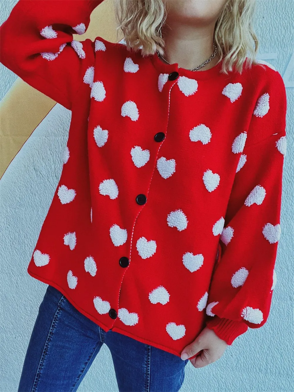 Heart Button Up Long Sleeve Cardigan, image 10