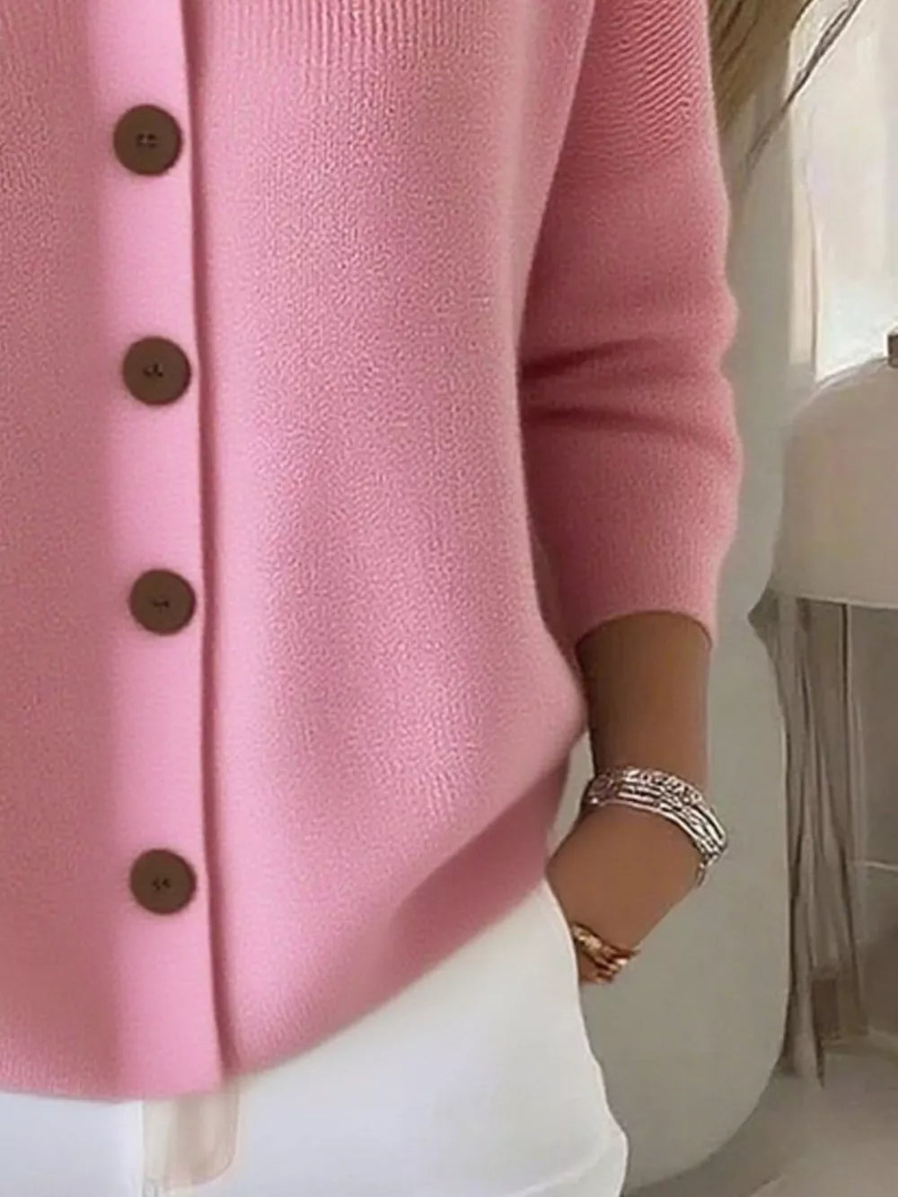 Full Size Button-Down Knit Cardigan Plus Size, image 11