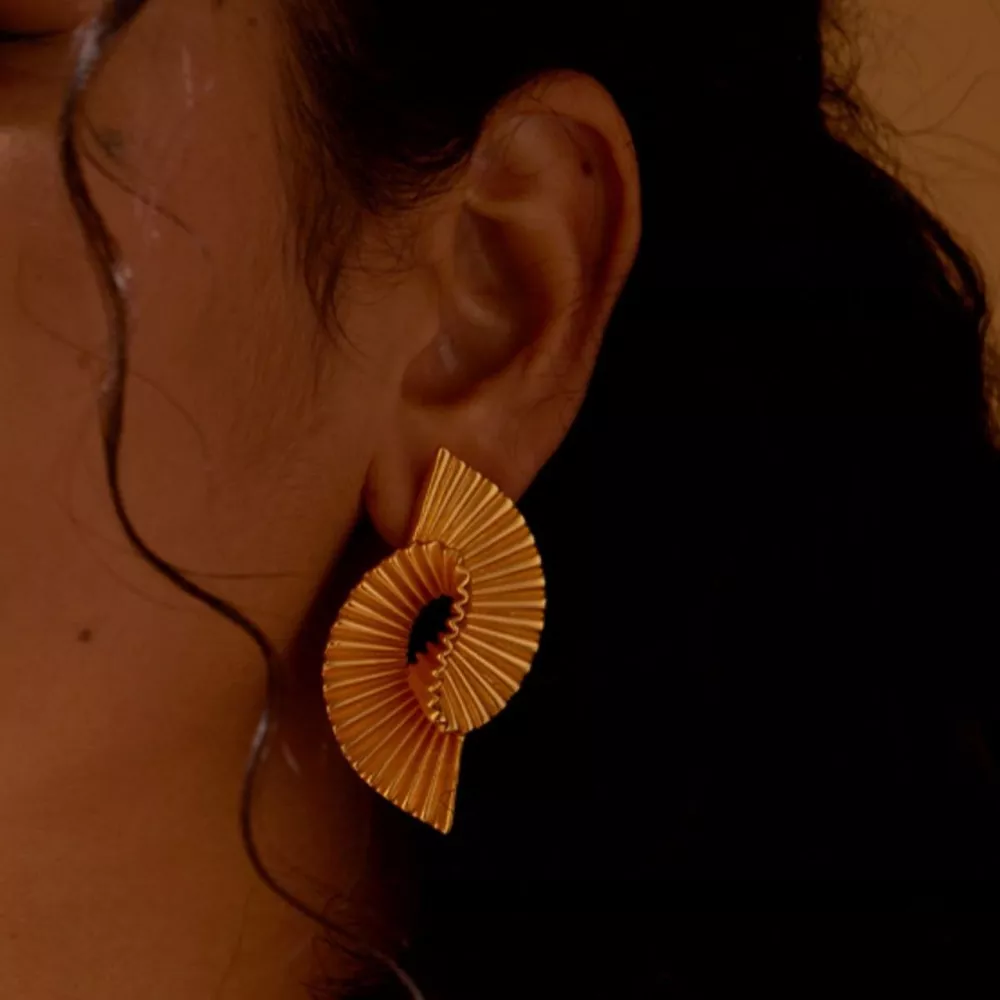 18K Gold-Plated Copper Geometric Spiral Earrings, image 2