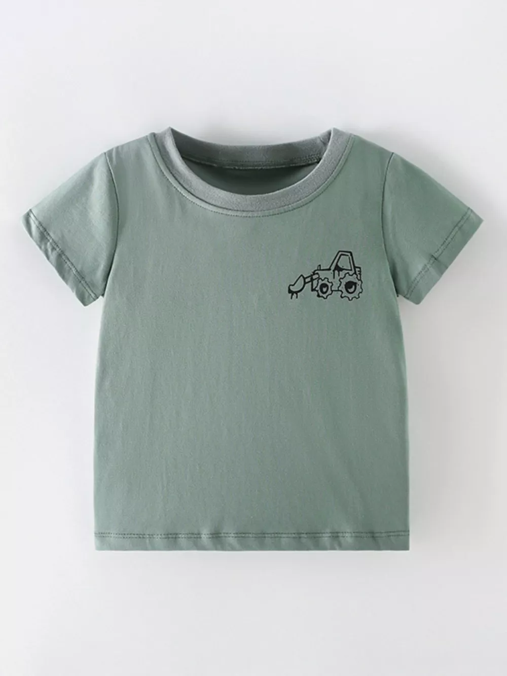 Children's Cartoon Excavator Graphic Casual T-Shirt