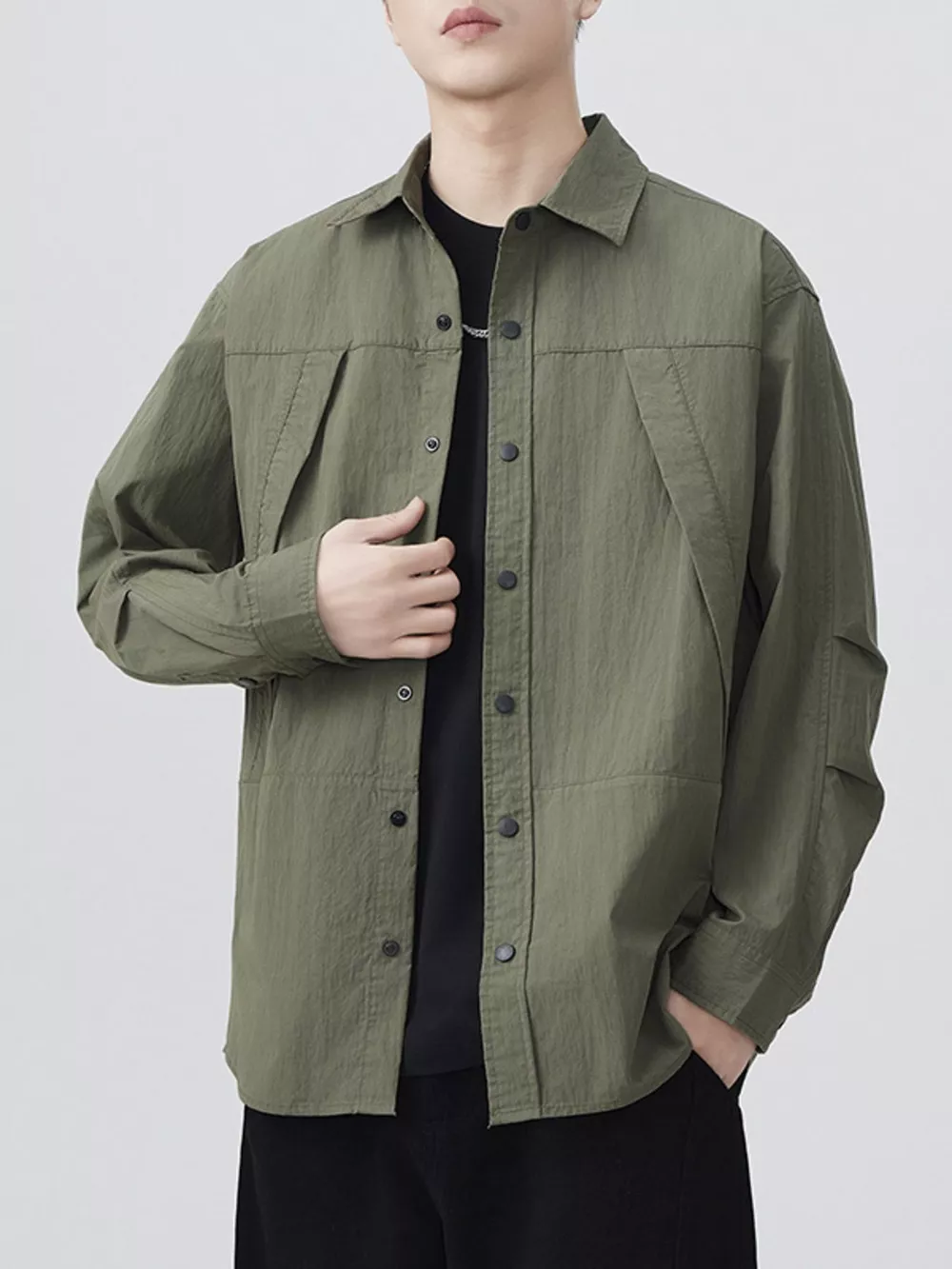 Men's Plus Size Button Up Long Sleeve Shirt, image 4