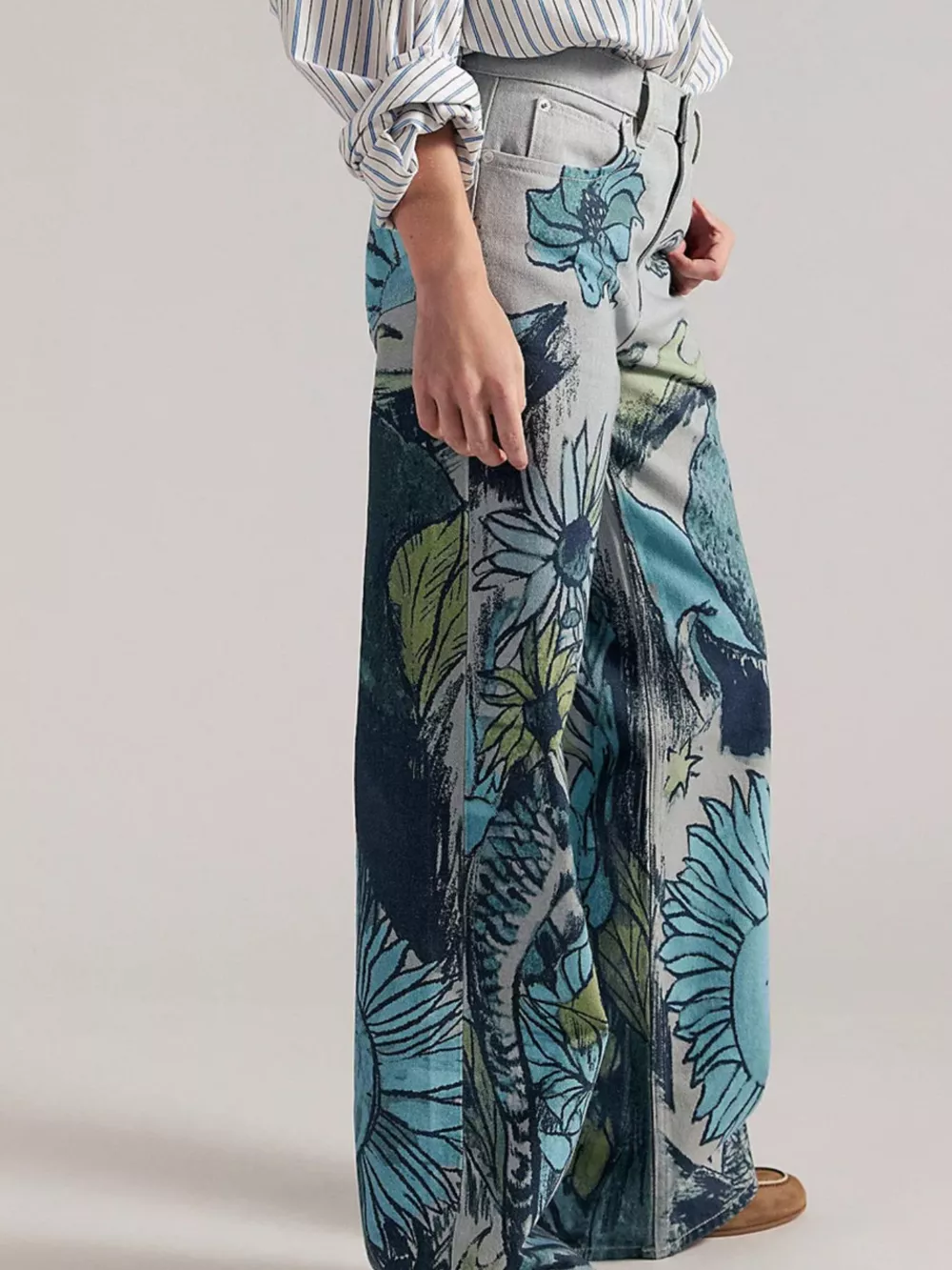Printed Wide Leg Jeans, image 10