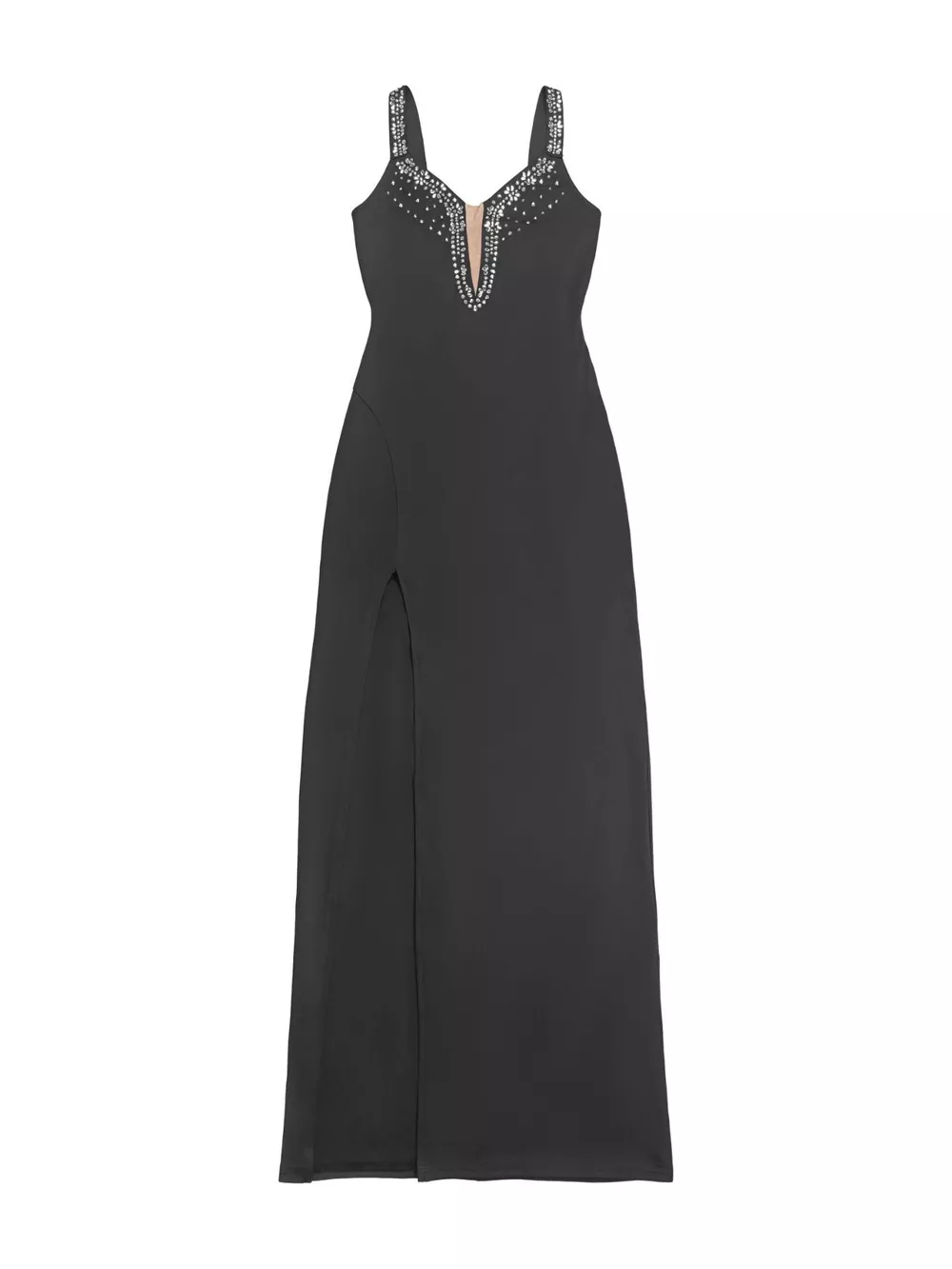 Rhinestone Cutout Back High Slit Maxi Dress, image 12