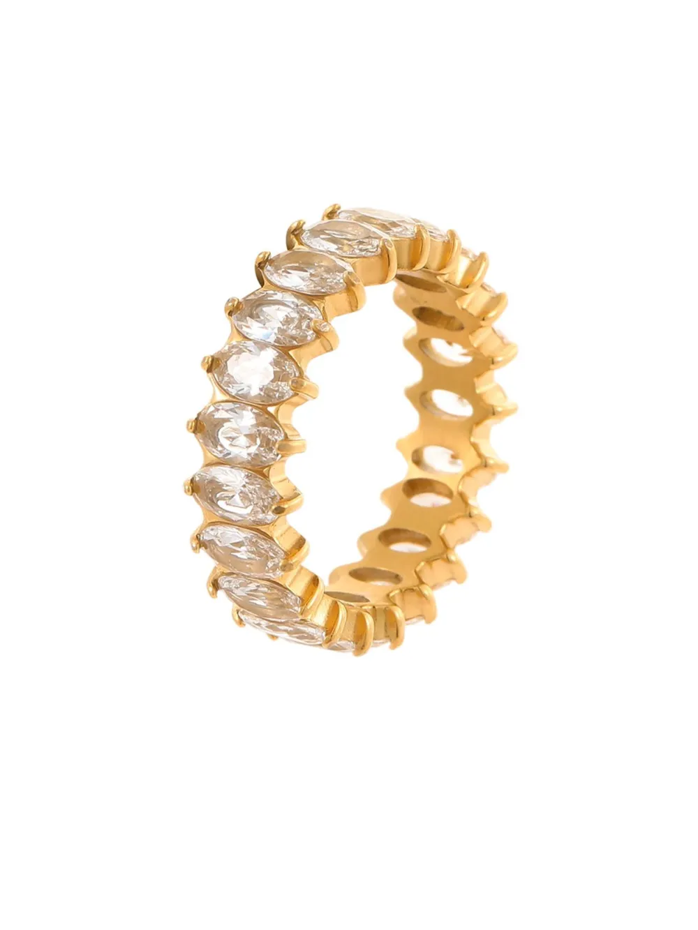 18K Gold-Plated Stainless Steel Zircon Ring, image 5