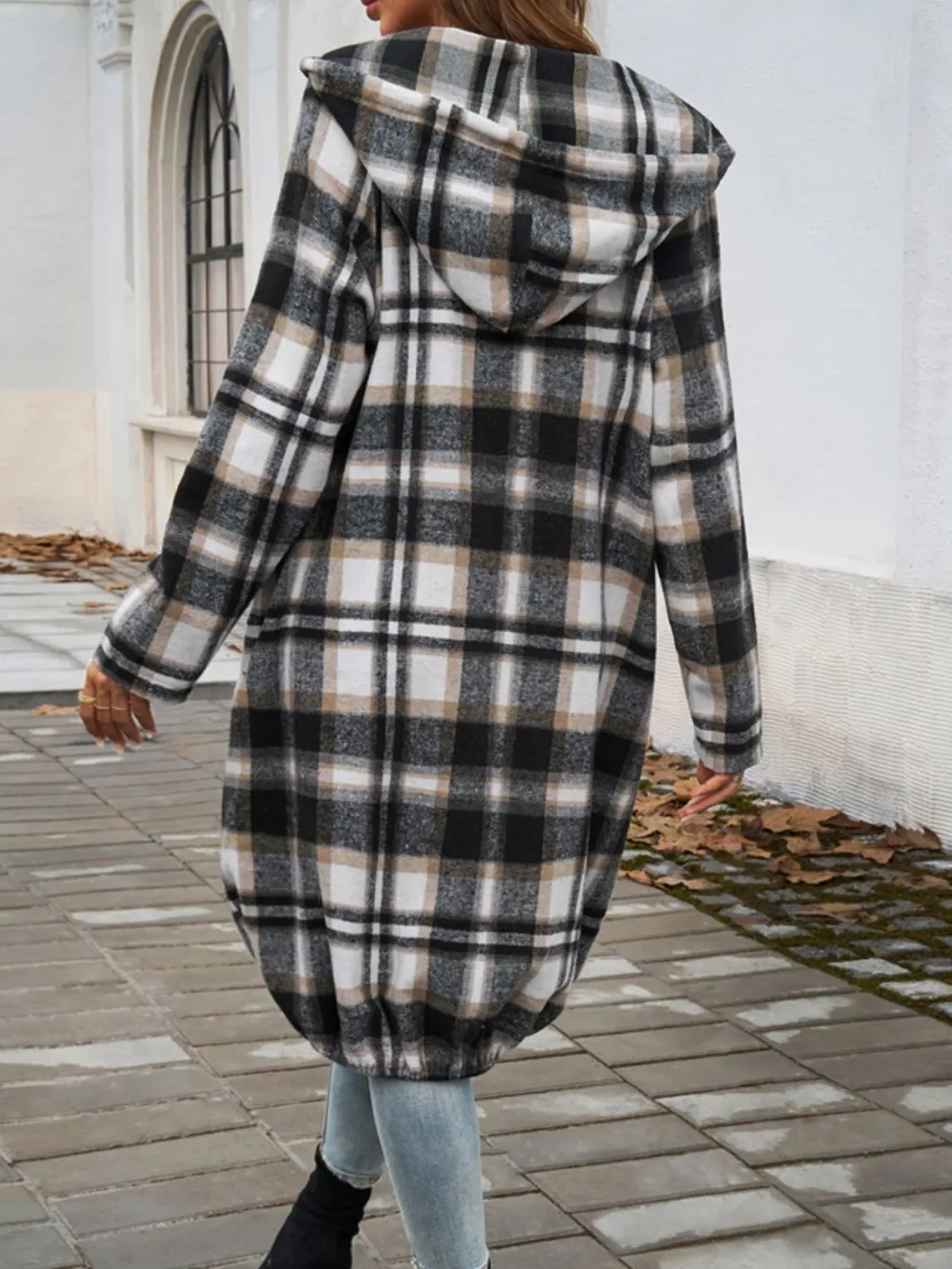 Plaid Zip Up Hooded Coat, image 20