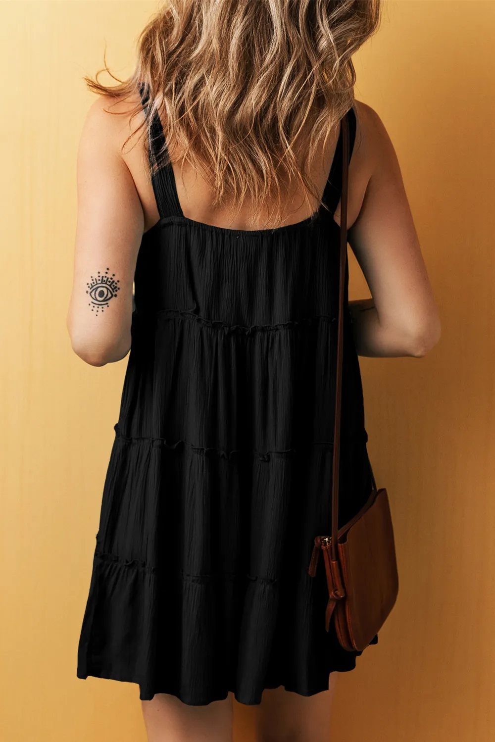 Round Neck Wide Strap Mini Dress, image 3