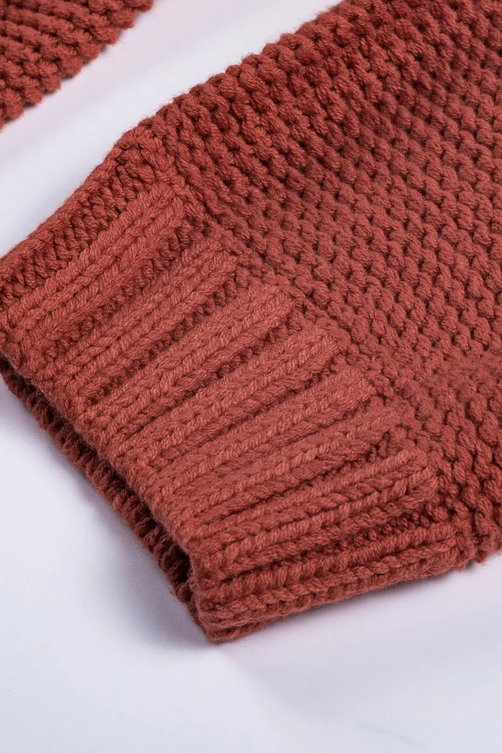 Cable-Knit Turtleneck Dropped Shoulder Sweater, image 8
