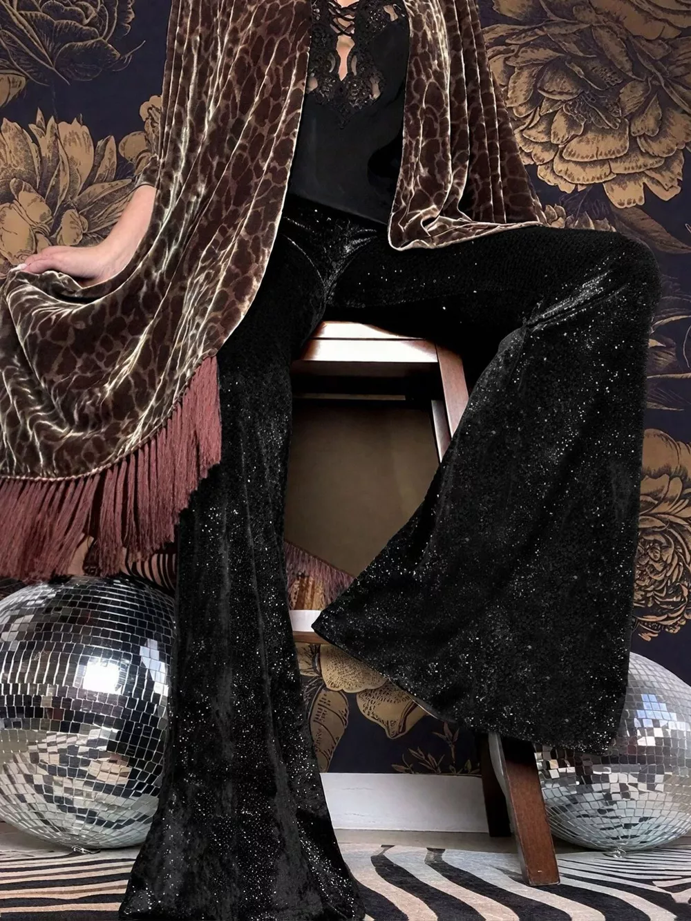 Velvet High Waist Flared Pants, image 25