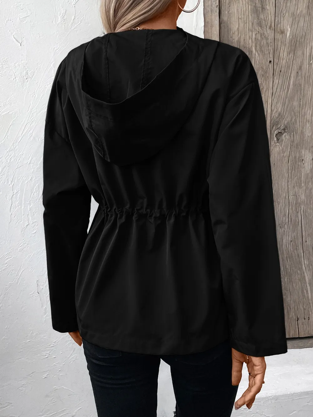 Drawstring Zip Up Hooded Jacket, image 21