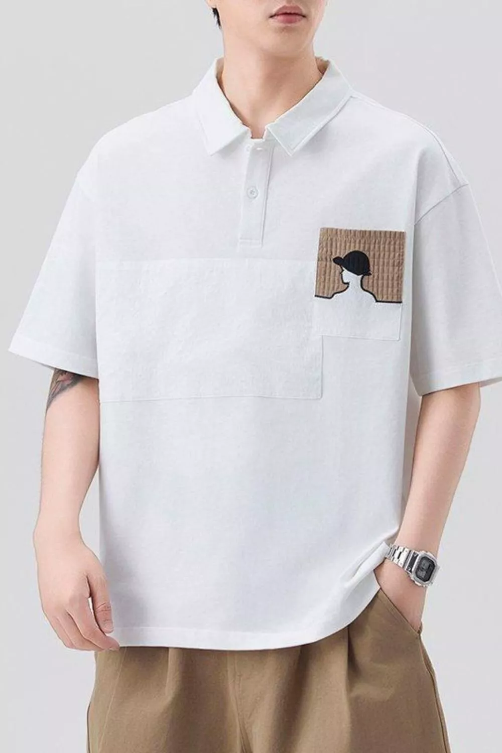 Men's Plus Size Embroidered Pocket Polo Shirt, image 2