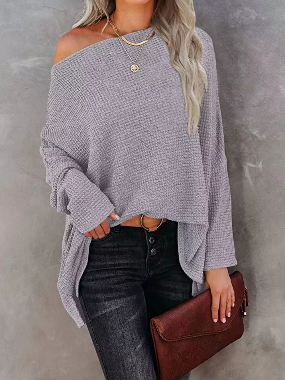 Waffle Knit Boat Neck T-Shirt, image 22