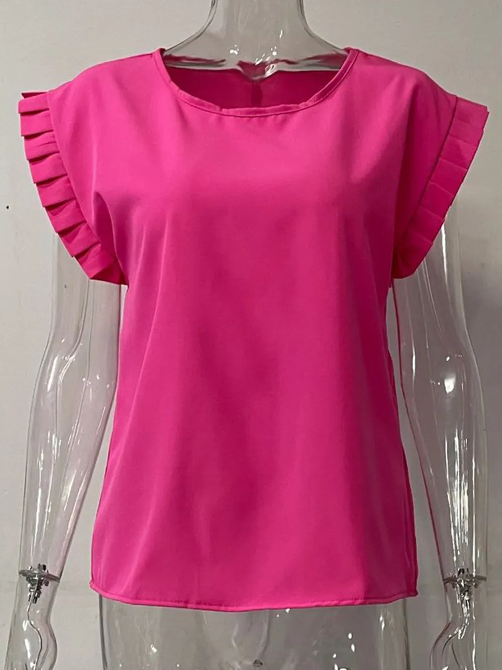 Ruffled Round Neck Cap Sleeve Blouse, image 10