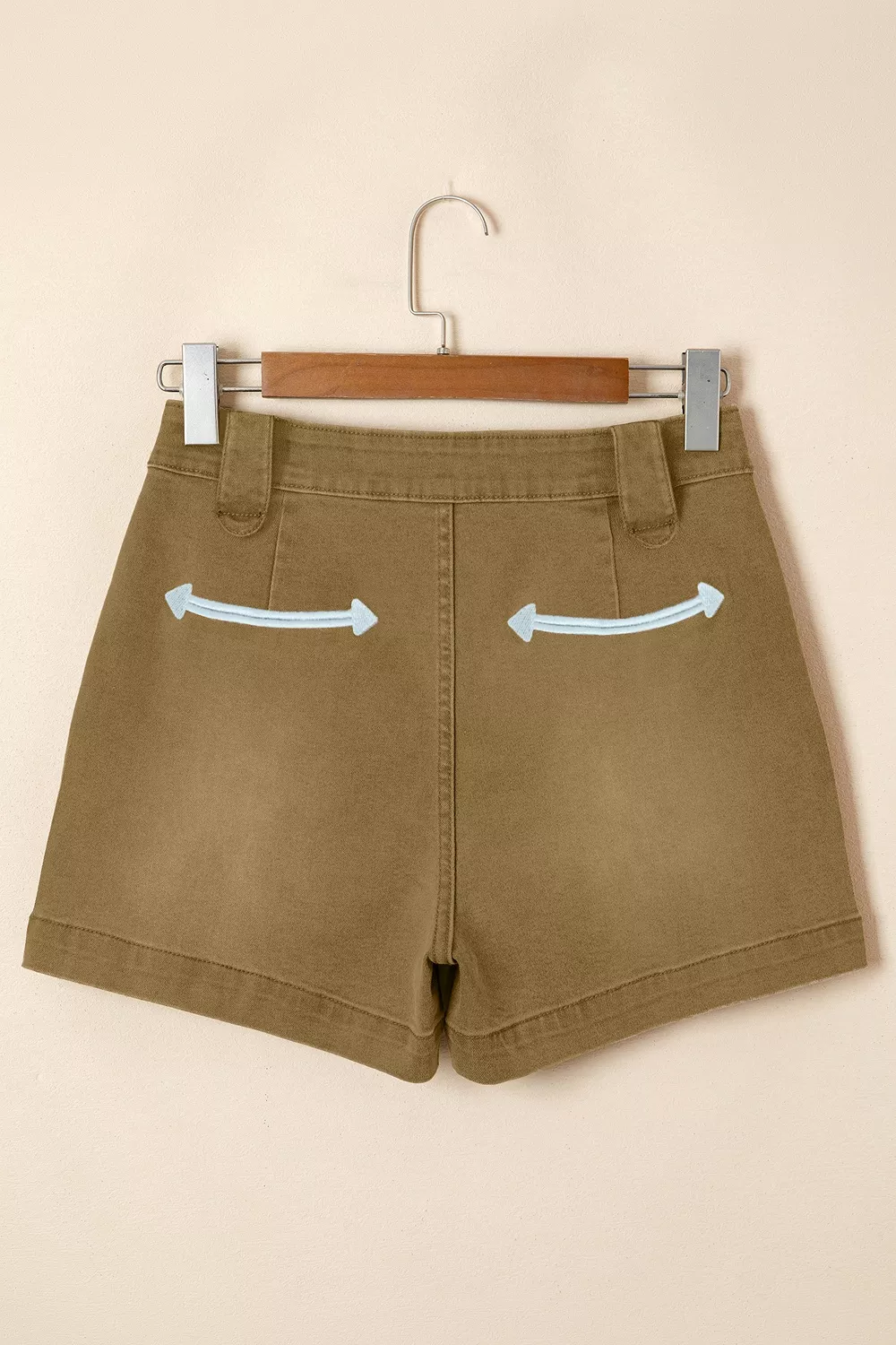 Contrast Arrow Detail Western Denim Shorts, image 4