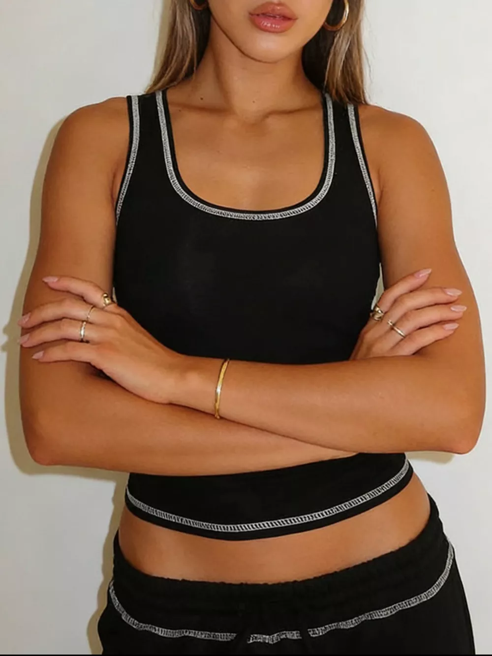 Scoop Neck Tank Top and Drawstring Pants Set, image 21