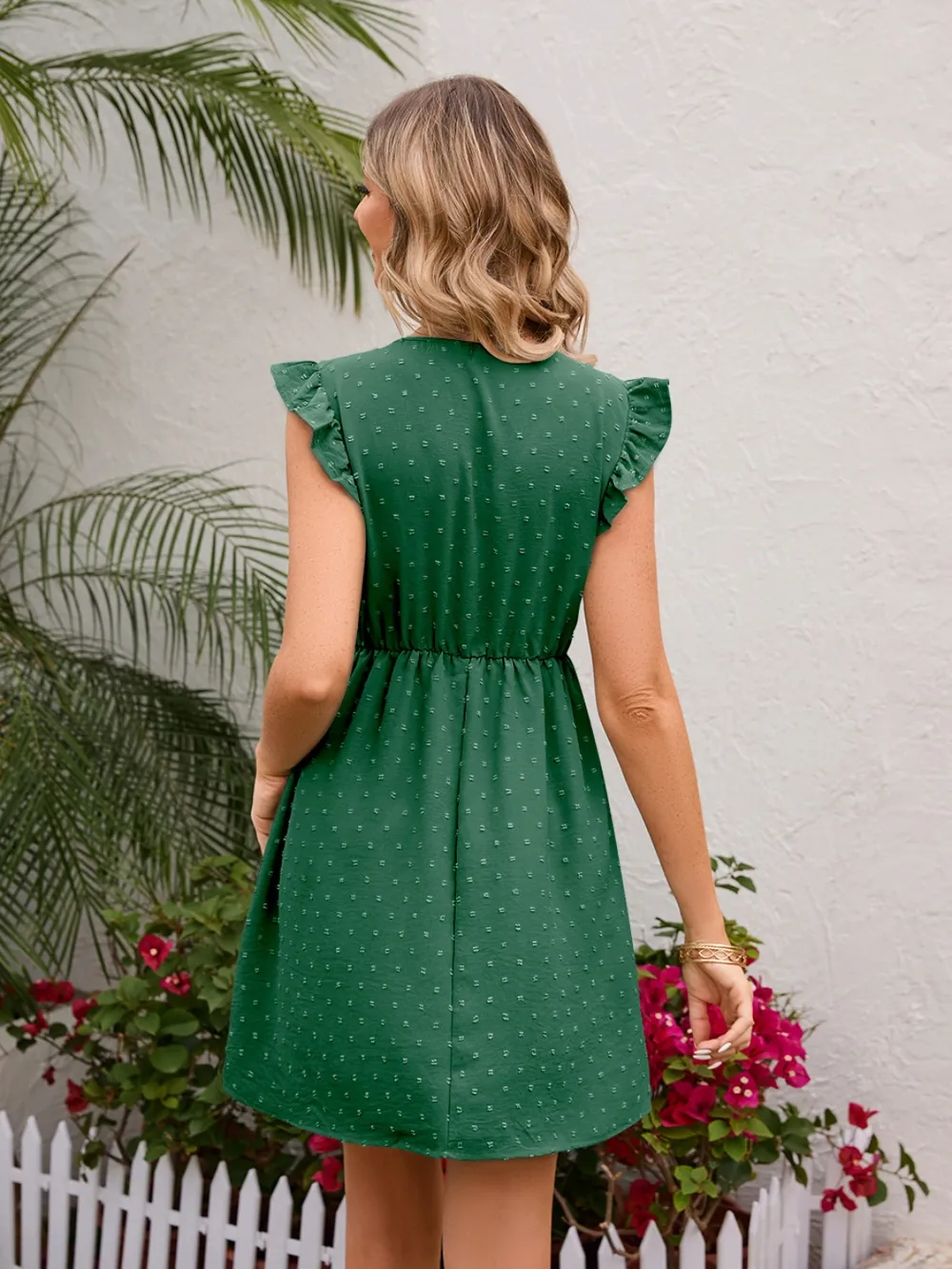 Swiss Dot Ruffled V-Neck Dress, image 14