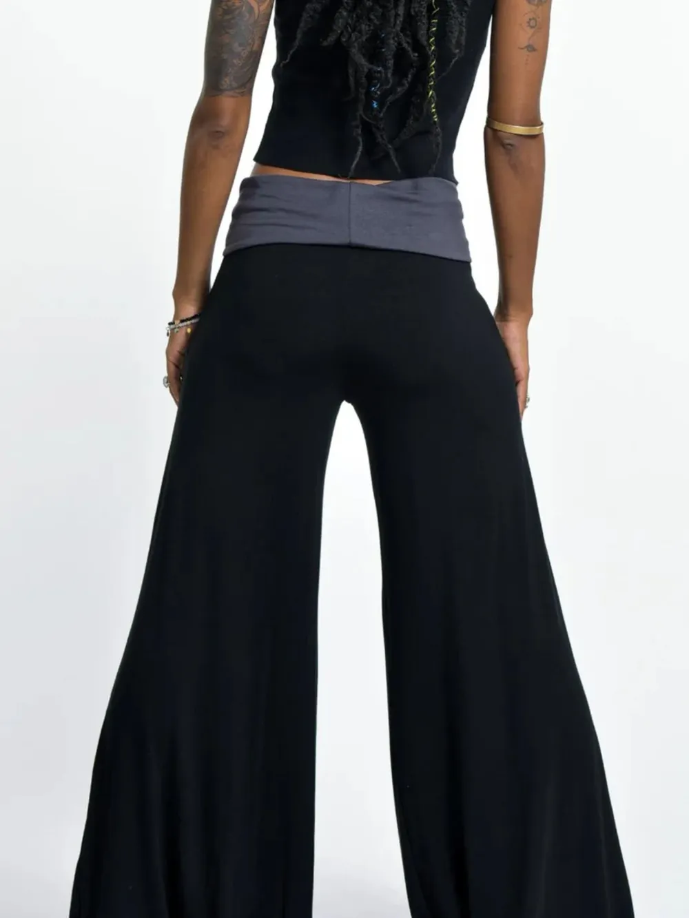 High Waisted Wide Leg Yoga Pants with Contrast Waistband, image 23