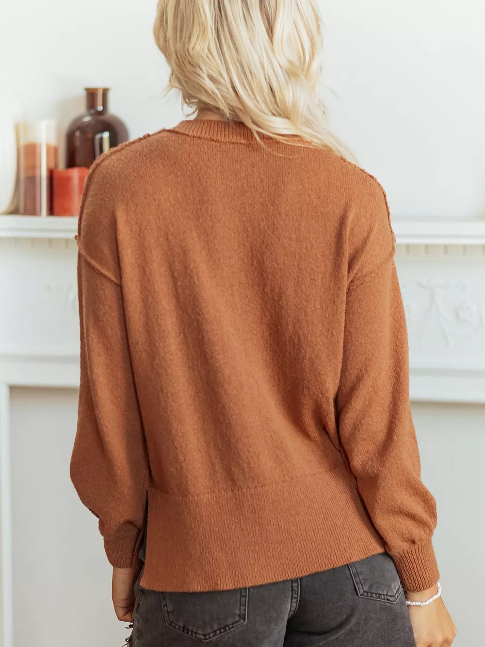 Oversized Drop Shoulder Round Neck Christmas Sweater, image 3