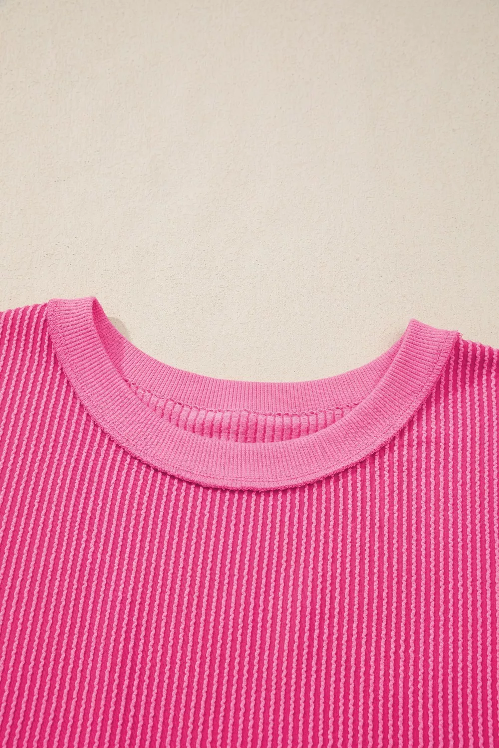Spiral Ribbed Cutout Bow Knot Back Oversize Top, image 5
