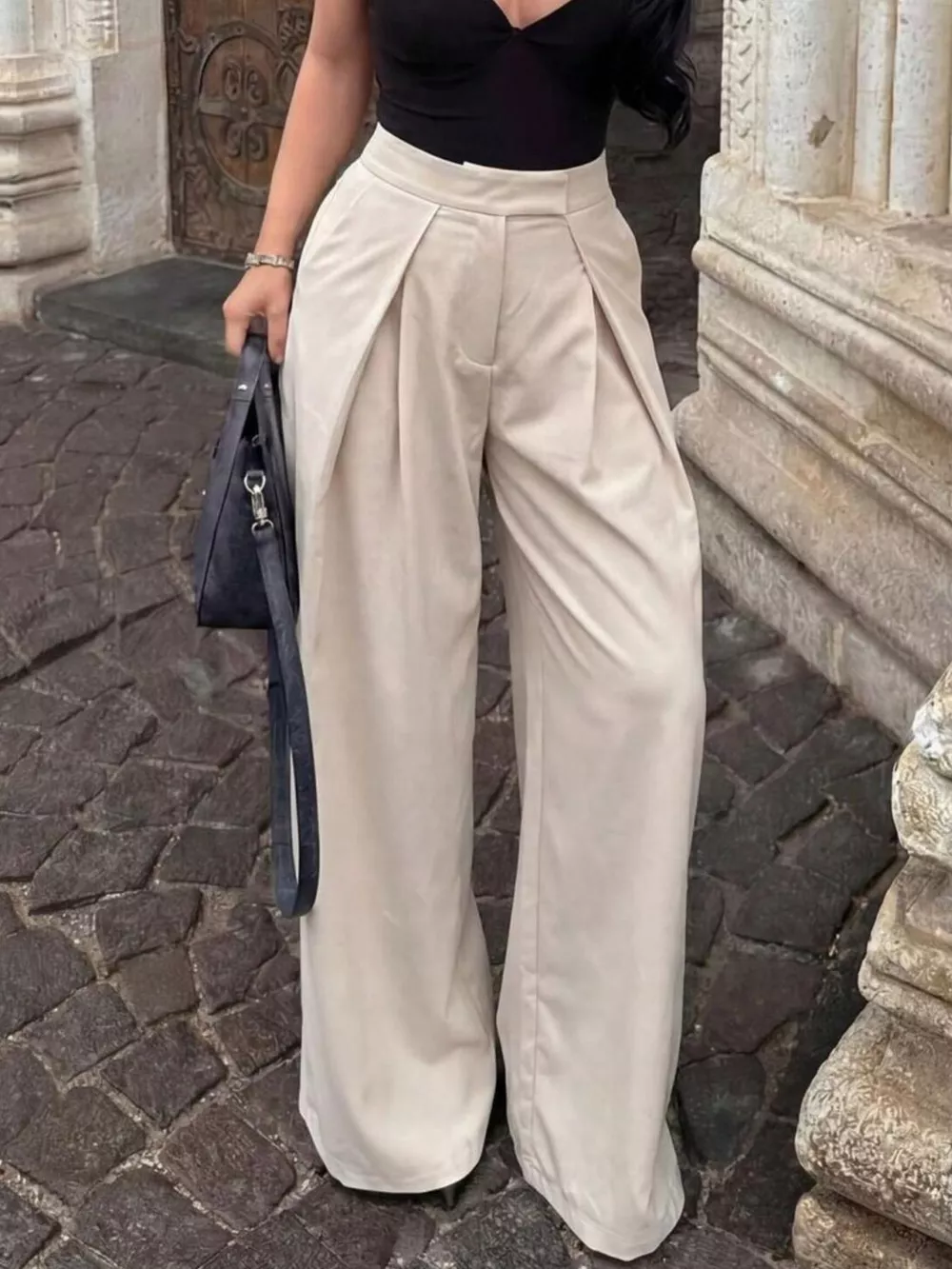 High-Waisted Pleated Wide Leg Pants, image 4