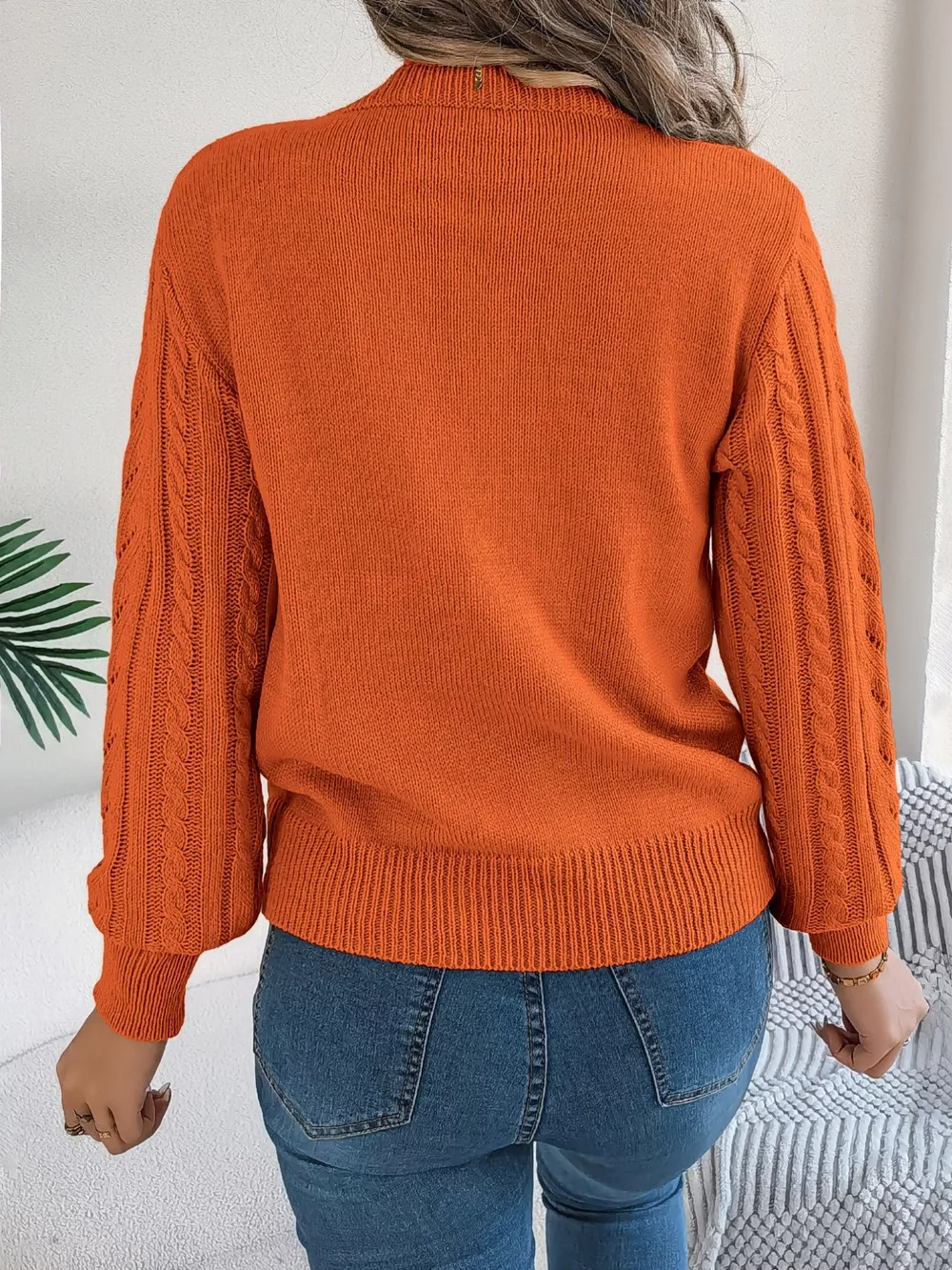 Cable-Knit Round Neck Sweater, image 3