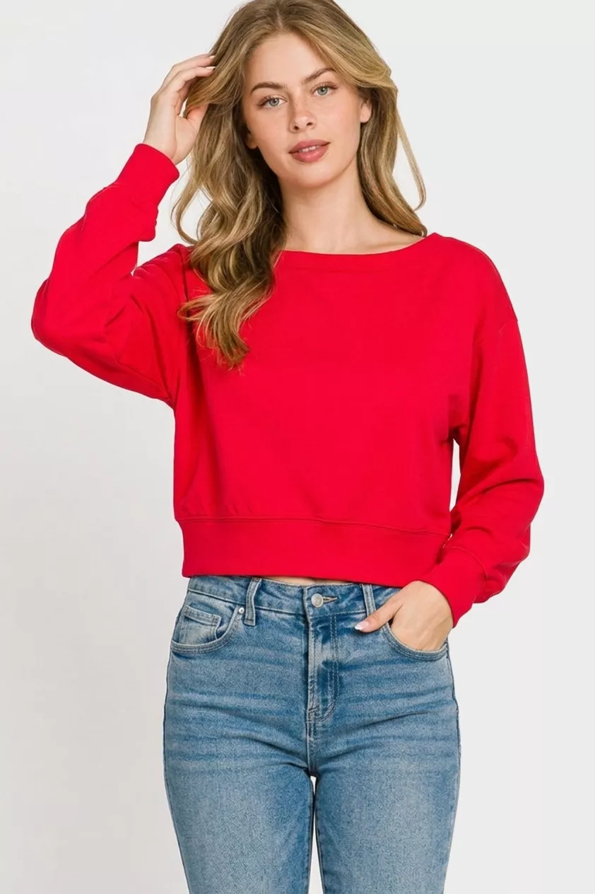 Scuba Cropped Boat Neck Pullover Sweatshirts, image 3