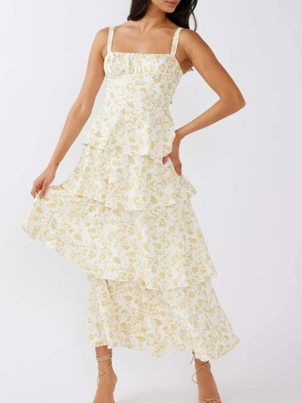 Floral Layered Ruffle Maxi Dress, image 9