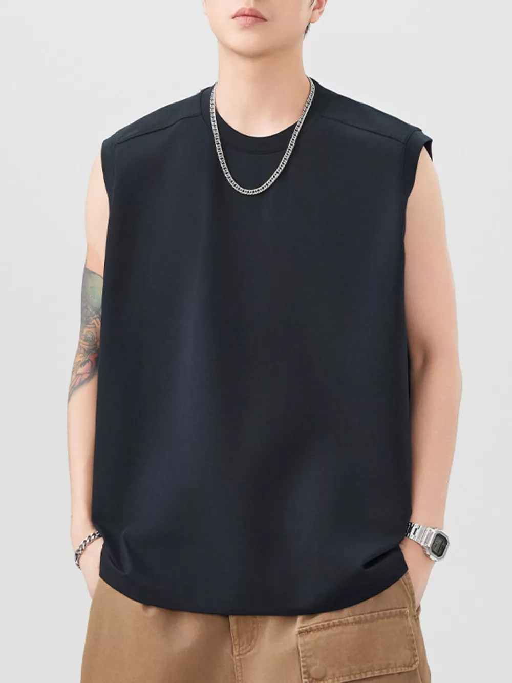Men's Plus Size Round Neck Tank, image 5