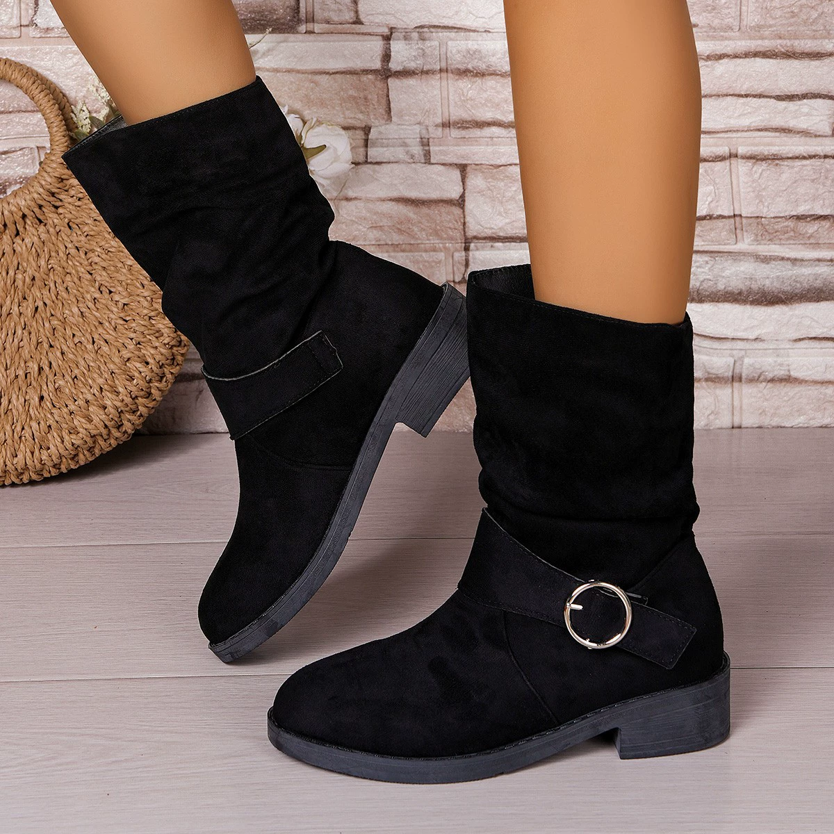 Round Toe Block Heels Boots, image 3