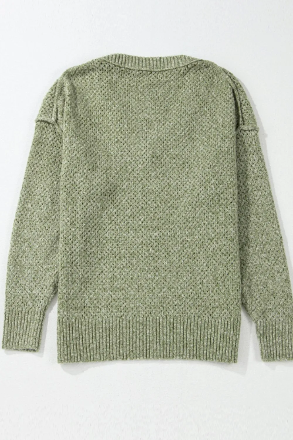 V-Neck Dropped Shoulder Long Sleeve Sweater, image 17